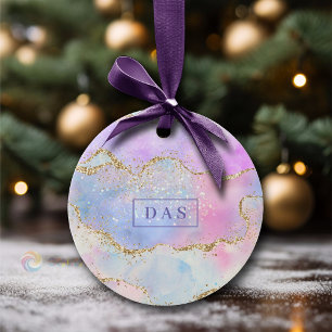 Décoration En Céramique Élégant Agate Luxe Monogramme d'aquarelle Pastel
