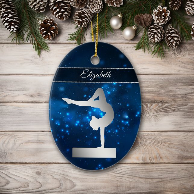 Décoration En Céramique Elégant bleu éclat Silver Balance Gymnaste (Créateur téléchargé)