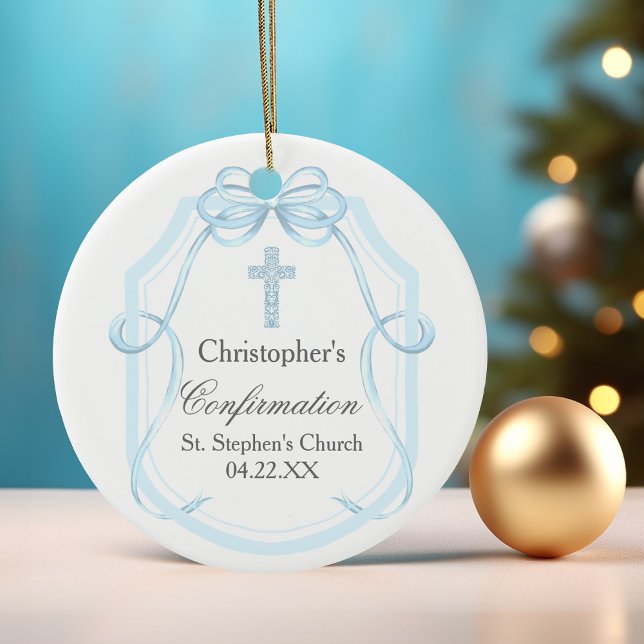 Décoration En Céramique Élégant Bleu Ruban Bow Confirmation cadeau (Créateur téléchargé)