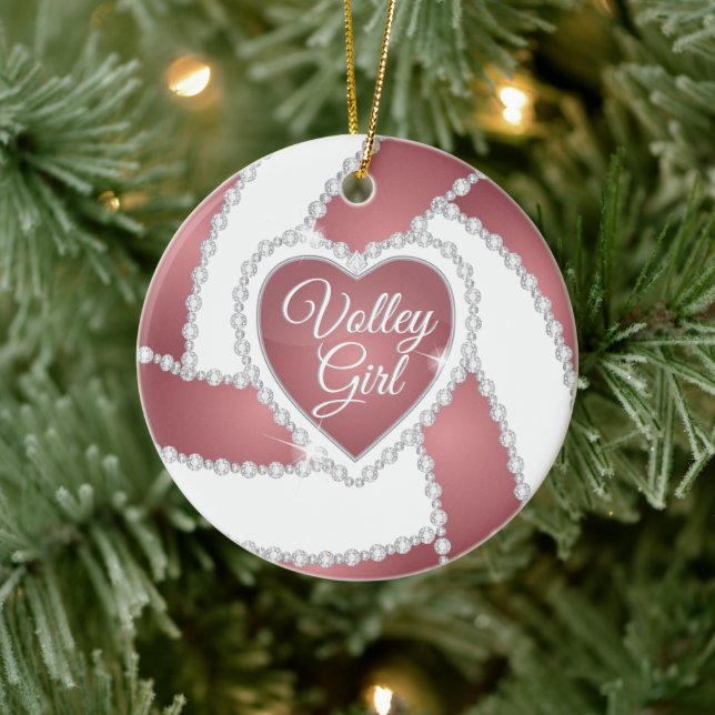 Décoration En Céramique Élégant Diamond Heart Rose Gold Volleyball (Arbre)