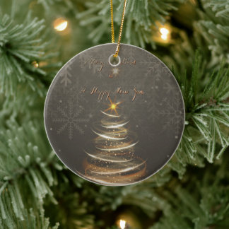 Décoration En Céramique  Elegant Gold  glow Christmas Tree