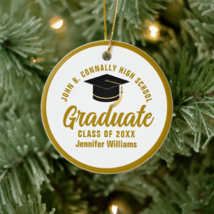 Décoration En Céramique Élégant Gold Graduation Photo Graduate Noël