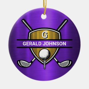 Décoration En Céramique Elégant Gold Shield Golf Monogramme Design