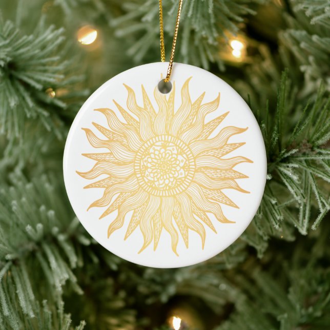 Décoration En Céramique Elégant Golden Sun Mandala (Arbre)