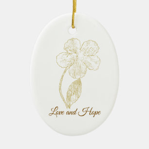 Décoration En Céramique Élégant motif floral botanique avec feuille d'or