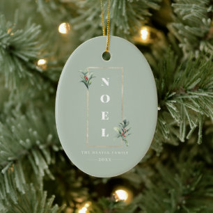 Décoration En Céramique Elégant NOEL Gold Winter Berry Frame Photo