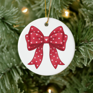 Décoration En Céramique Élégant Nœud Papillon Rouge Coquette Minimaliste a