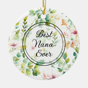 Décoration En Céramique Elégant vert fleurs sauvages d'aquarelle