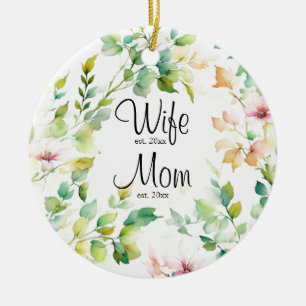 Décoration En Céramique Elégant vert fleurs sauvages d'aquarelle