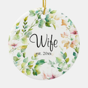 Décoration En Céramique Elégant vert fleurs sauvages d'aquarelle