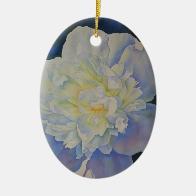 Décoration En Céramique Elégante aquarelle fleurie de pivoine blanche (Devant)