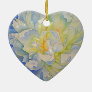 Décoration En Céramique Elégante aquarelle fleurie de pivoine blanche