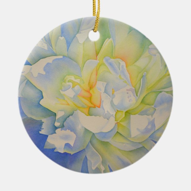 Décoration En Céramique Elégante aquarelle fleurie de pivoine blanche (Devant)