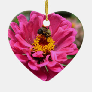Décoration En Céramique Élégante fleur rose joli abeille