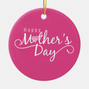 Décoration En Céramique Élégante joyeuse calligraphie de la fête des mères