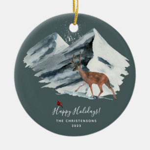 Décoration En Céramique Élégante photo de la montagne d'hiver de Noël