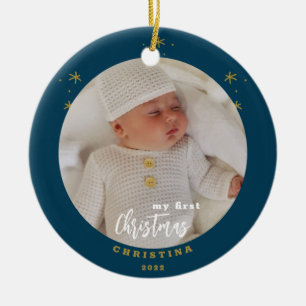 Décoration En Céramique Élégante photo de mon premier bébé de Noël à 2 fac
