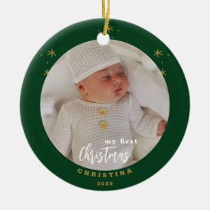Décoration En Céramique Élégante photo de mon premier bébé de Noël à 2 fac