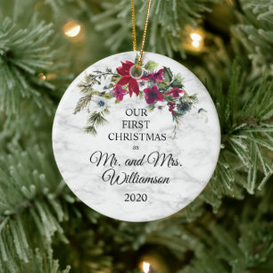 Décoration En Céramique Élégante Poinsettia Pine Premier Noël Marié