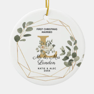 Décoration En Céramique Élégante verdure Première Noël Mariée