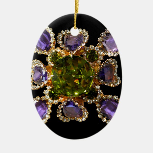 Décoration En Céramique Élégants diamants pierres précieuses violettes ver (Devant)