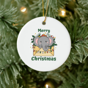 Décoration En Céramique Elephant Christmas Letter Winter Animals Elephants