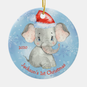 Décoration En Céramique Eléphant personnalisé 1er Noël Baby Boy
