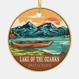 Décoration En Céramique Emblème de pêche en bateau sur le lac des Ozarks M