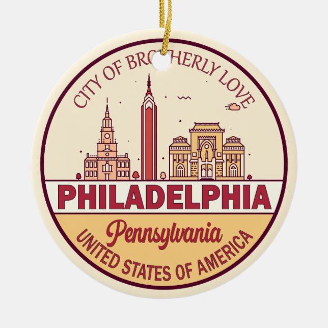 Décoration En Céramique Emblème de Philadelphie Pennsylvania City Skyline (Devant)