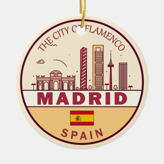 Décoration En Céramique Emblème Skyline de Madrid Espagne (Devant)
