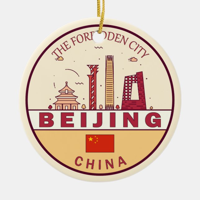 Décoration En Céramique Emblème Skyline de Pékin Chine (Devant)