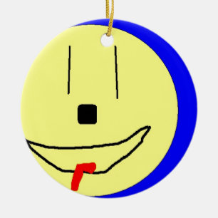 Décoration En Céramique Emoji Doux, Bleu Jaune, Art Par Enfants :)