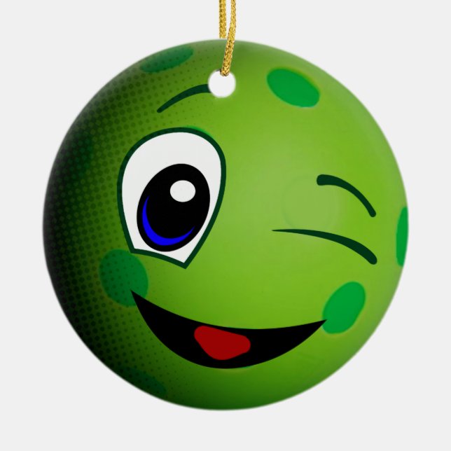 Décoration En Céramique Émoticon de Pickleball mignon (Devant)