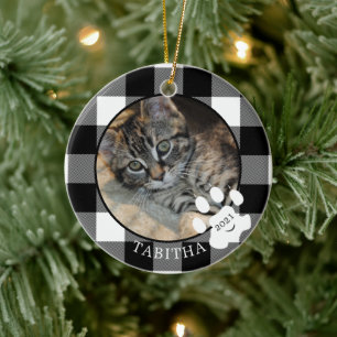 Décoration En Céramique Empreinte de Patte de Chat Rustique Plaid de Buffa