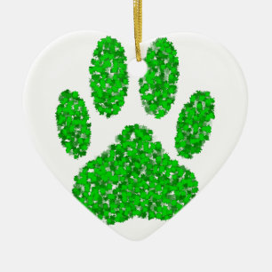 Décoration En Céramique Empreinte de patte de chien de feuillage vert
