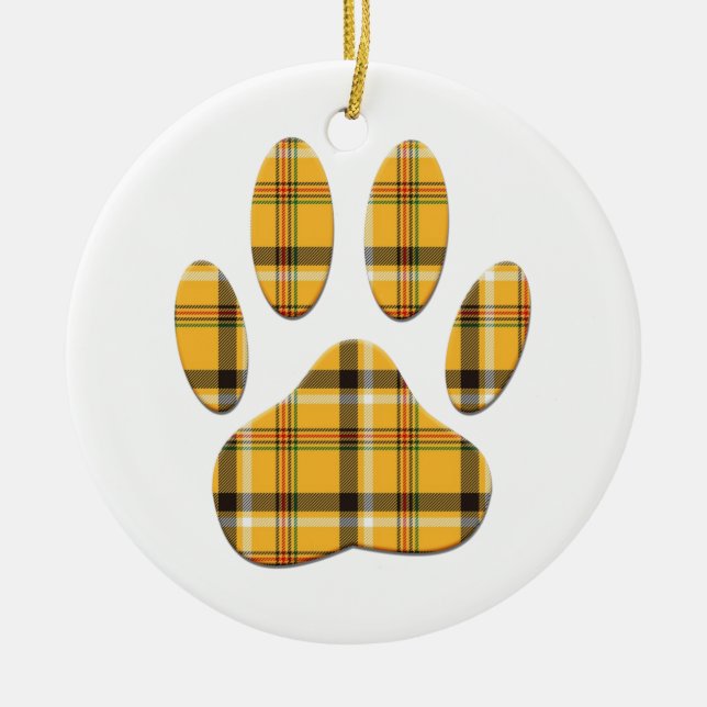 Décoration En Céramique Empreinte de patte de chien Tartan (Devant)