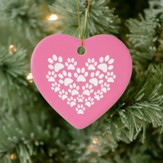 Décoration En Céramique Empreinte de patte rose de coeur mignon
