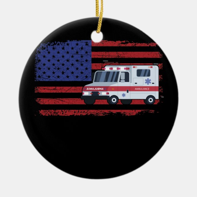 Décoration En Céramique EMT Paramedic Ambulance Chemise EMS Paramètre (Devant)