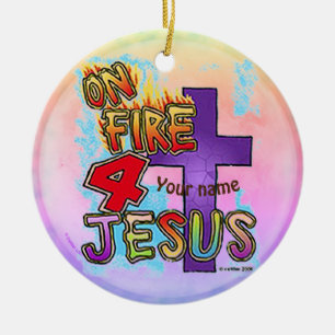 Décoration En Céramique En feu pour la croix chrétienne Jésus