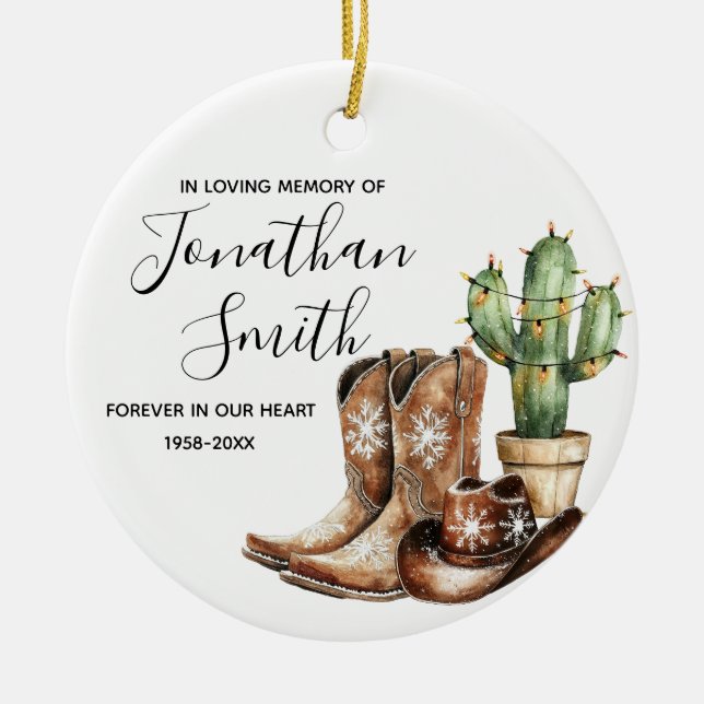Décoration En Céramique En mémoire d'amour Cowboy Cactus cadeau (Devant)