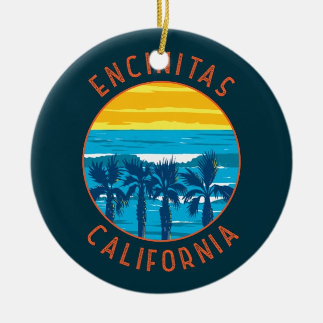 Décoration En Céramique Encinitas California Retro Cercle détendu (Devant)