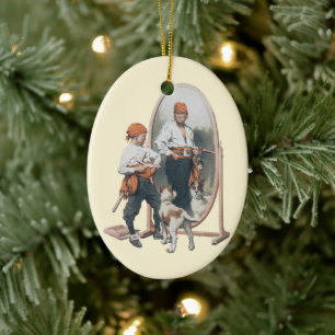 Décoration En Céramique Enfant Vintage, Garçon Pirate, Chien, Miroir, Bouc