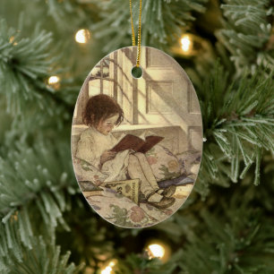 Décoration En Céramique Enfant vintage Lire un livre, Jessie Willcox Smith