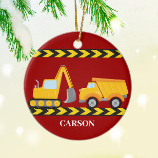 Décoration En Céramique Enfants Construction Camion Custom Boys Red Christ