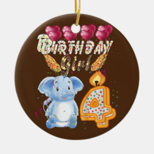 Décoration En Céramique Enfants Enfants 4 ans Eléphant Anniversaire Fille 