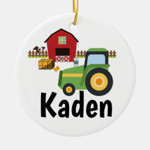 Décoration En Céramique Enfants personnalisés de ferme de tracteur