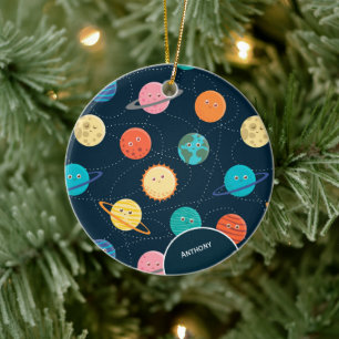 Décoration En Céramique Enfants Système solaire Planètes Motif Bleu Noël