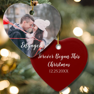 Décoration En Céramique Engaged Heart Photo Forever Began this Christmas