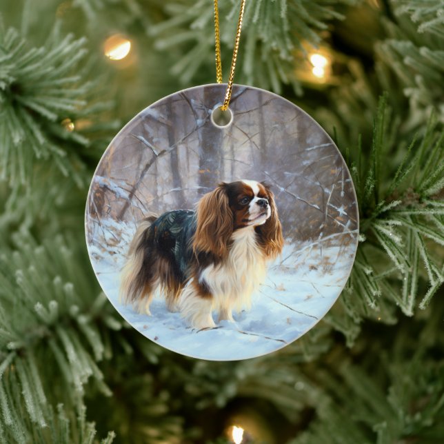 Décoration En Céramique English Toy Spaniel Laisser Neige Noël (Arbre)