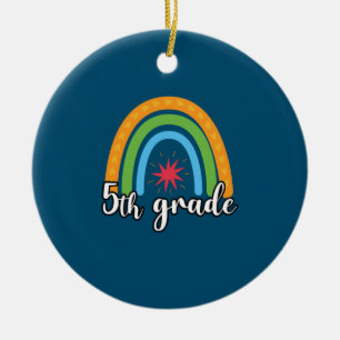 Décoration En Céramique Enseignant de 5e année Rainbow Star de 5e année